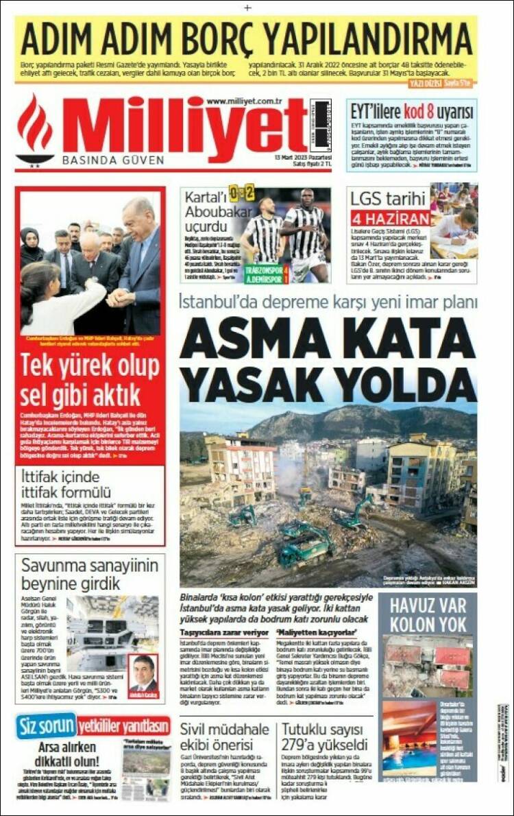 Portada de Milliyet (Turqu&iacute;a)