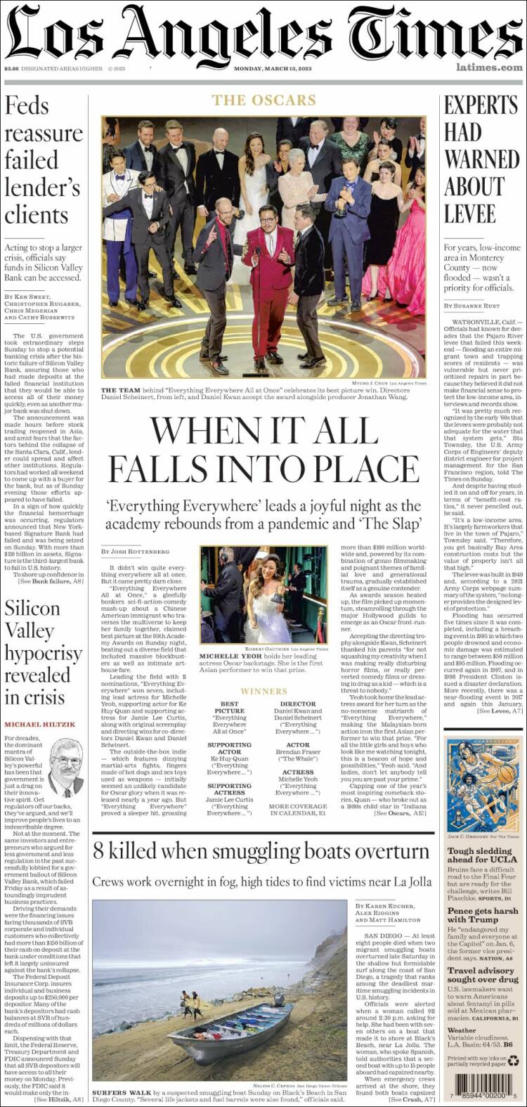 Portada de Los Angeles Times (USA)