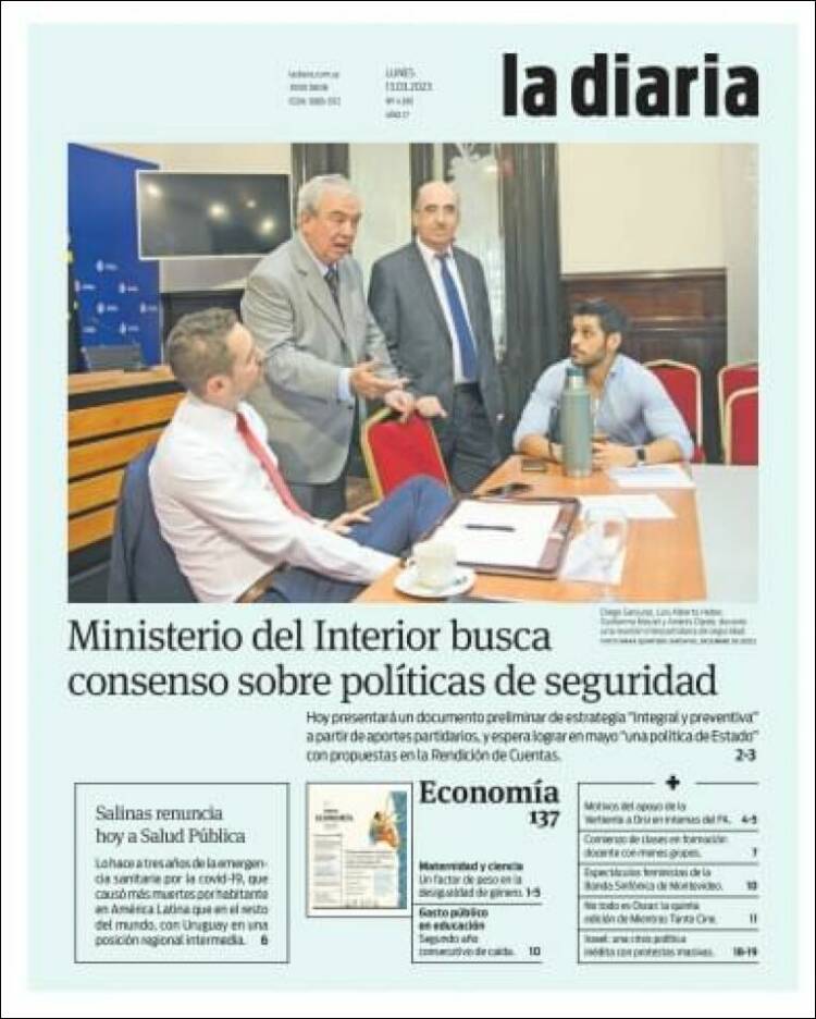 Portada de La Diaria (Uruguay)