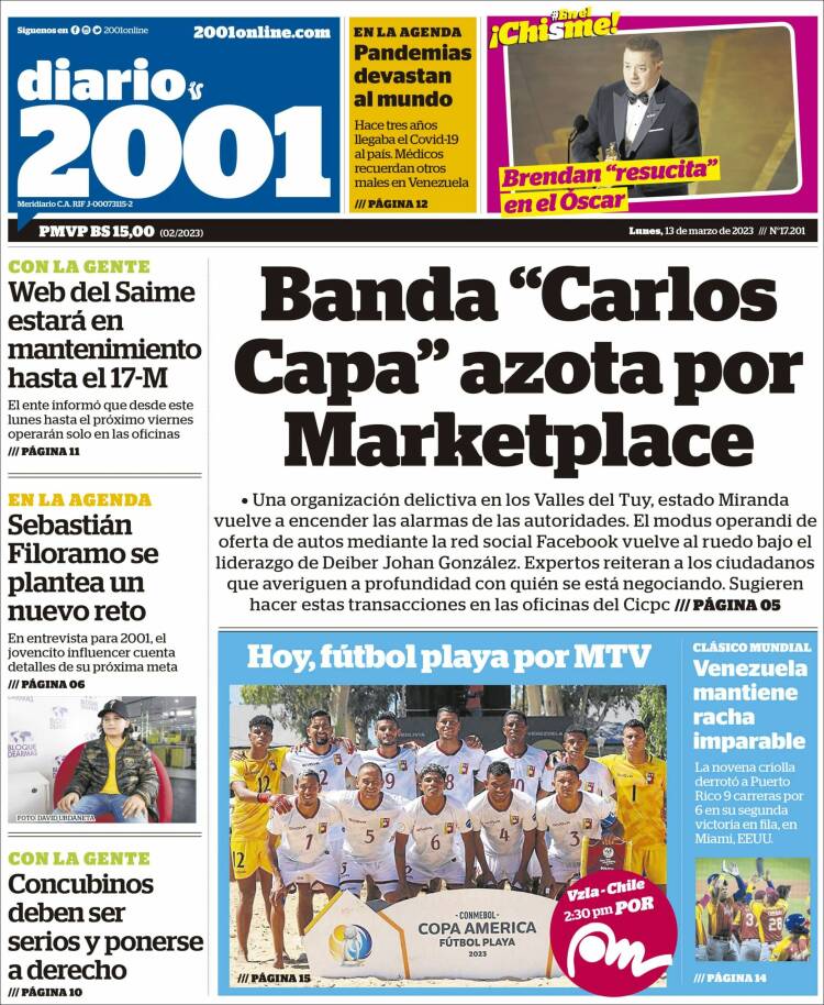 Portada de 2001 - Dosmiluno (Venezuela)