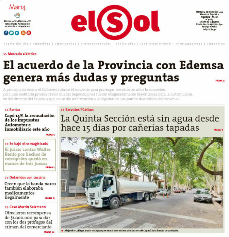 Portada de El Sol (Argentina)