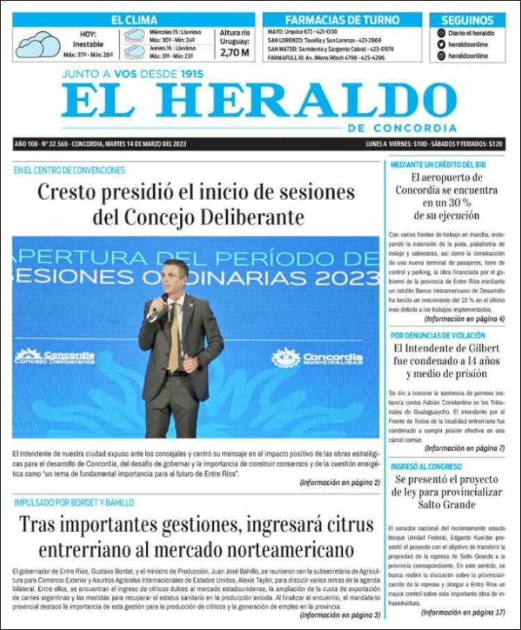 Portada de El Heraldo de Concordia (Argentina)