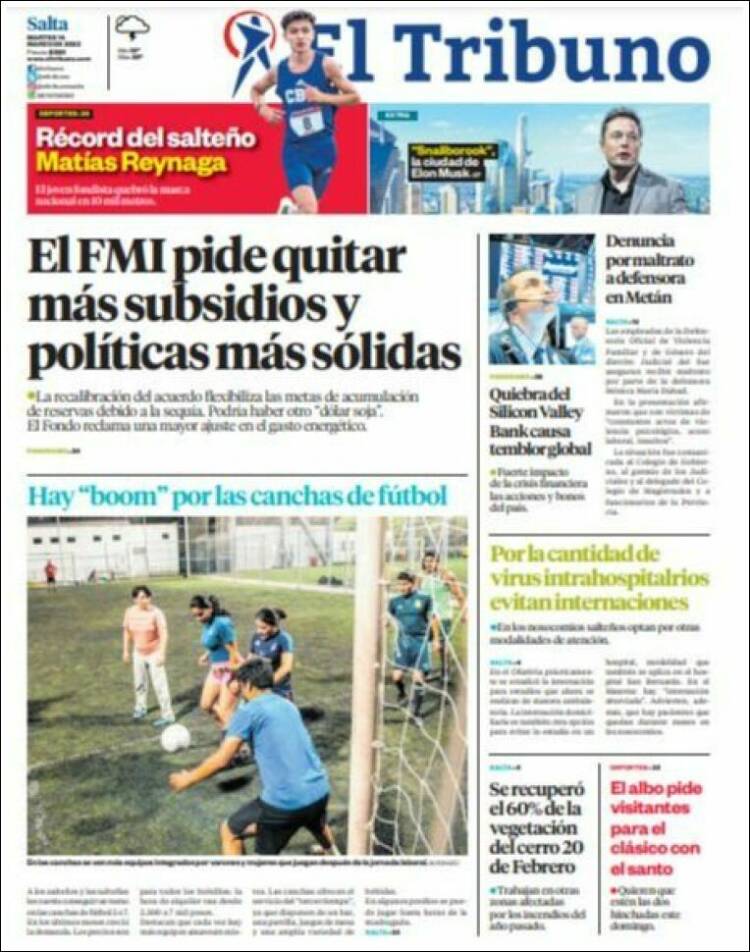 Portada de El Tribuno - Salta (Argentina)