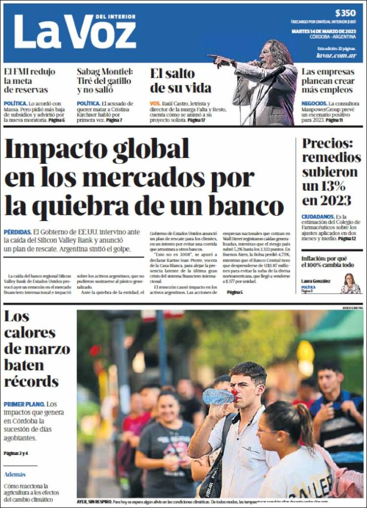 Portada de La Voz del Interior (Argentina)