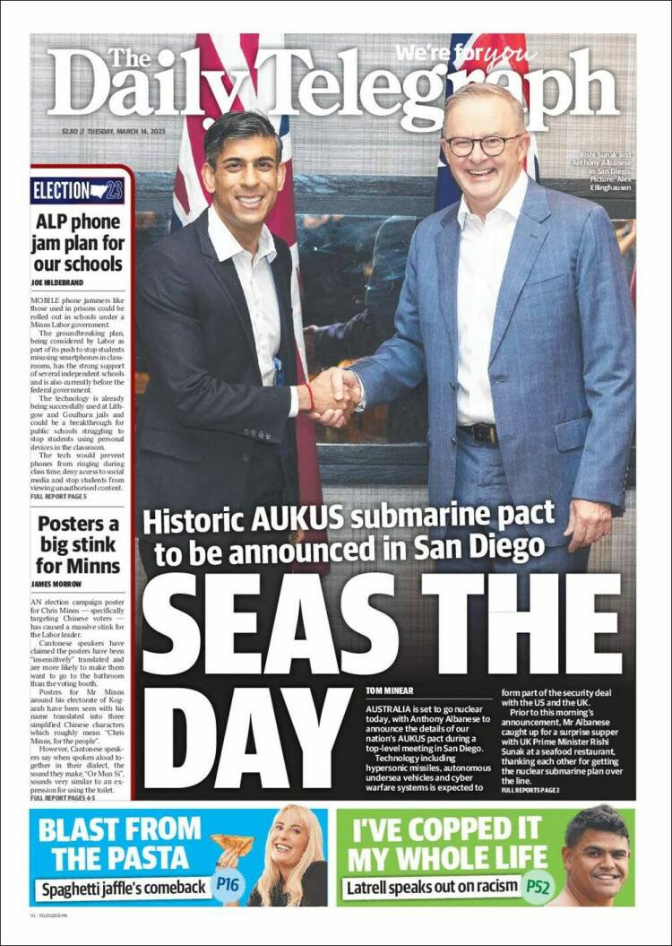 Portada de The Daily Telegraph (Australia)