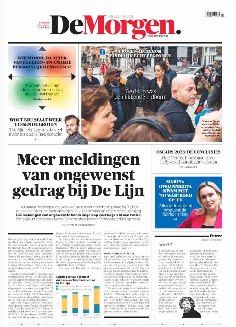 Portada de De Morgen (B&eacute;lgica)