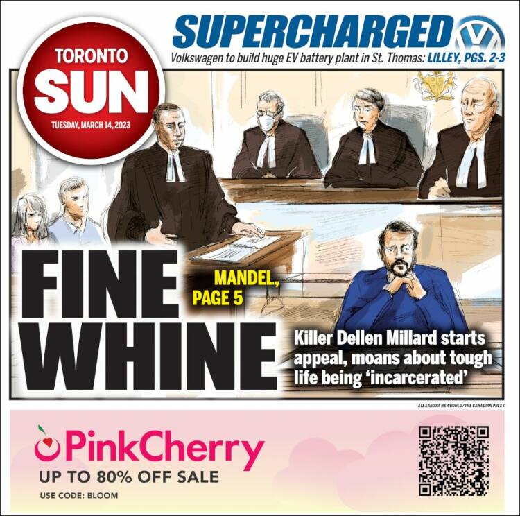 Portada de The Toronto Sun (Canadá)