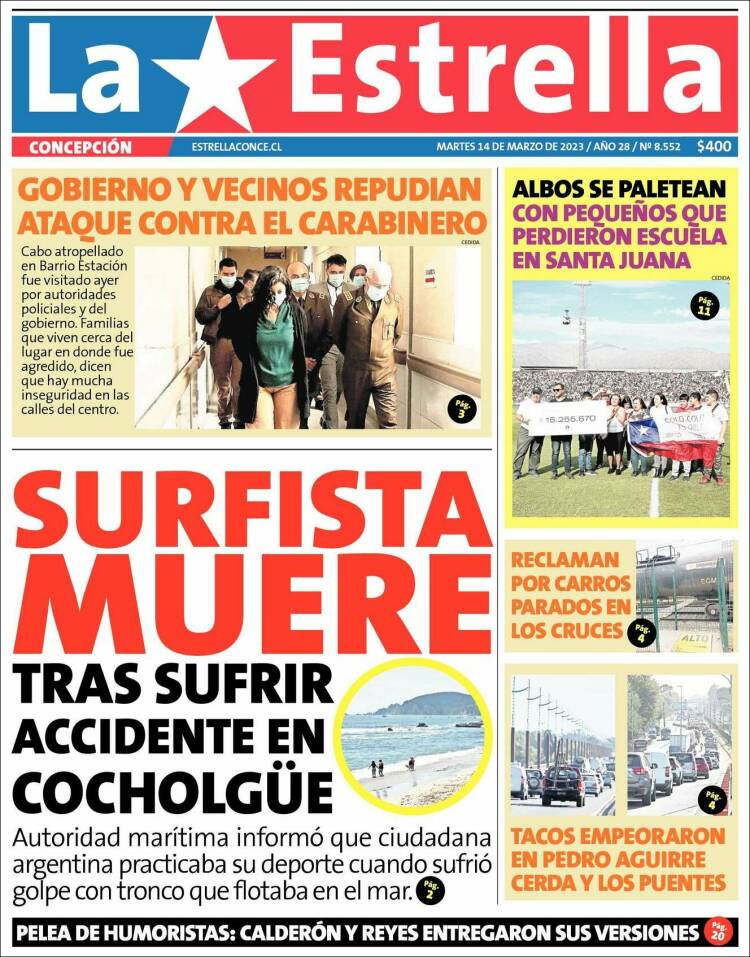 Portada de La Estrella de Concepción (Chile)