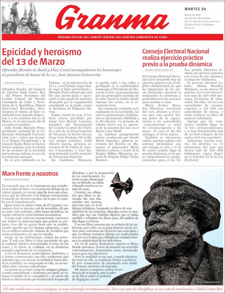 Portada de Granma (Cuba)