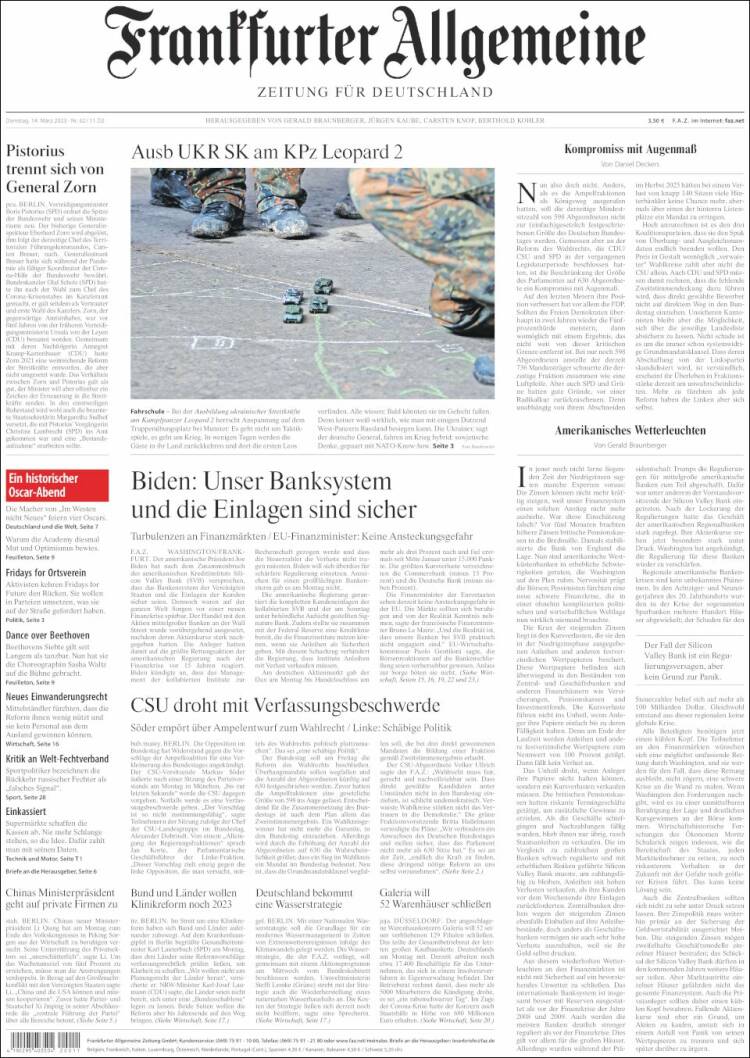 Portada de Frankfurter Allgemeine (Alemania)