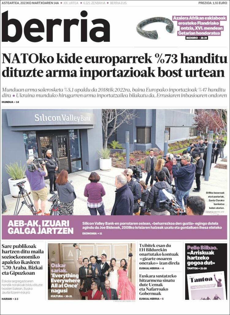 Portada de Berria (Espa&ntilde;a)