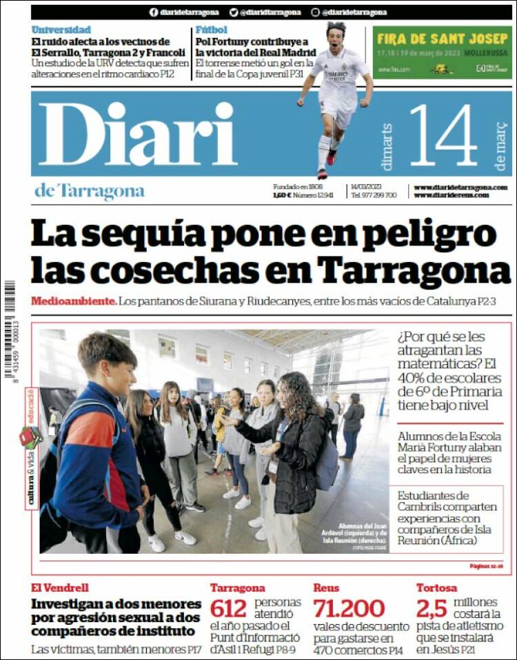 Portada de Diari de Tarragona (Espa&ntilde;a)
