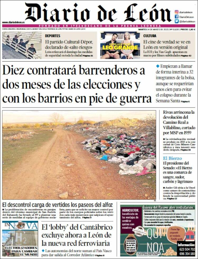 Portada de Diario de León (Espa&ntilde;a)