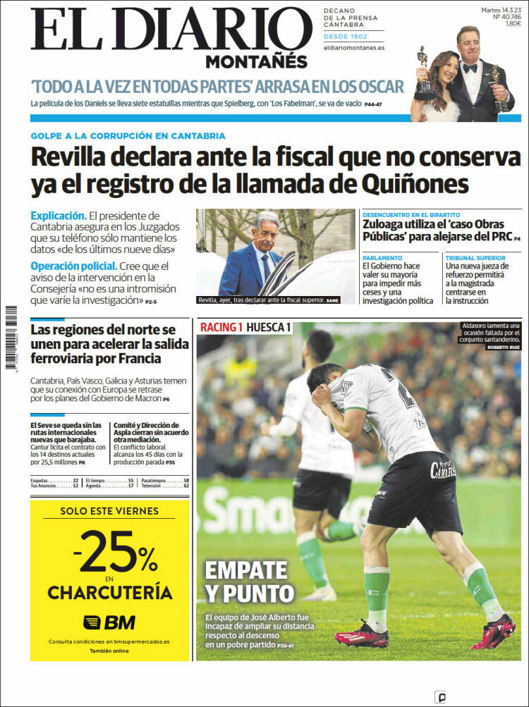 Portada de El Diario Montañés (Espa&ntilde;a)