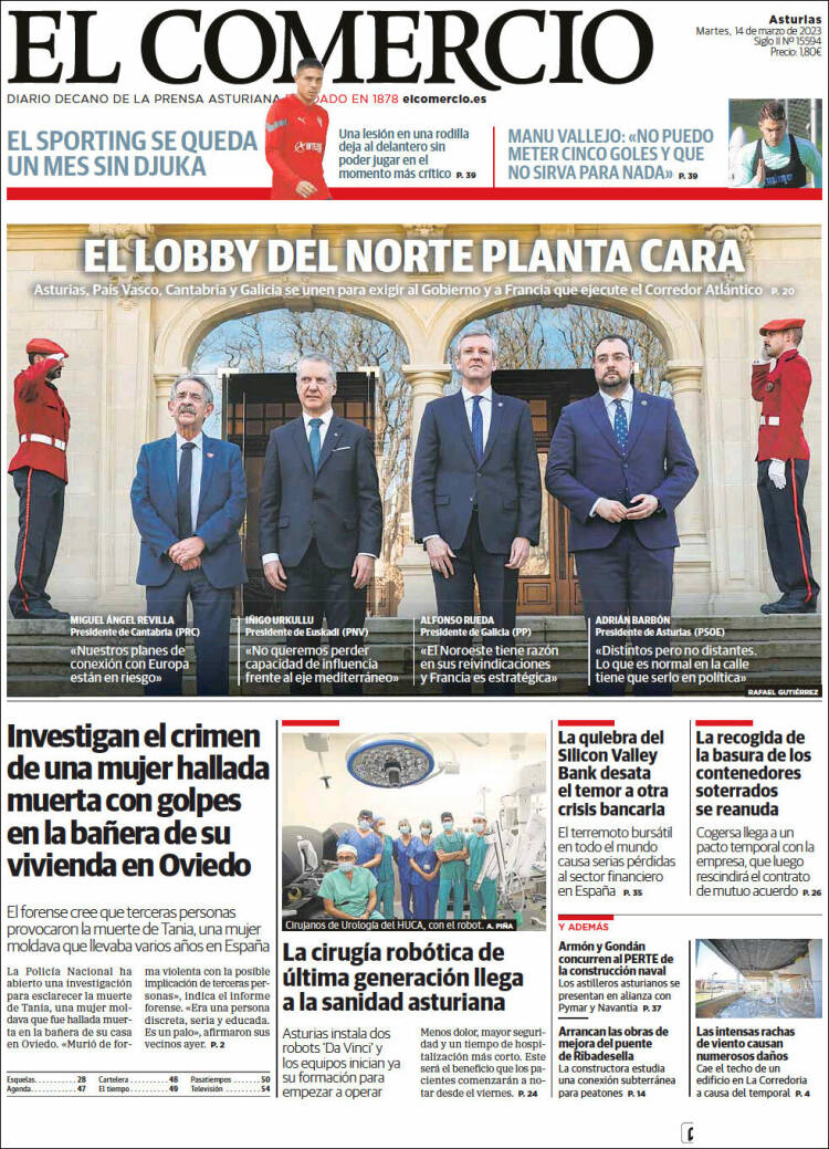 Portada de El Comercio (Espa&ntilde;a)