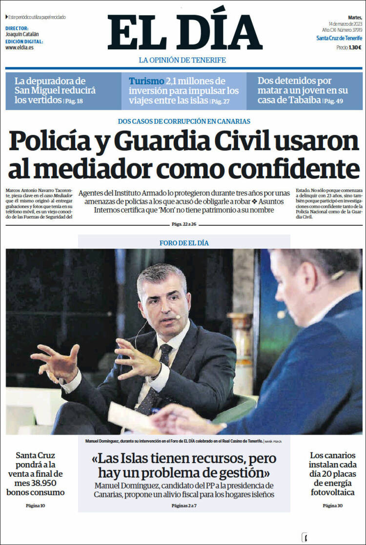 Portada de El Día (Espa&ntilde;a)