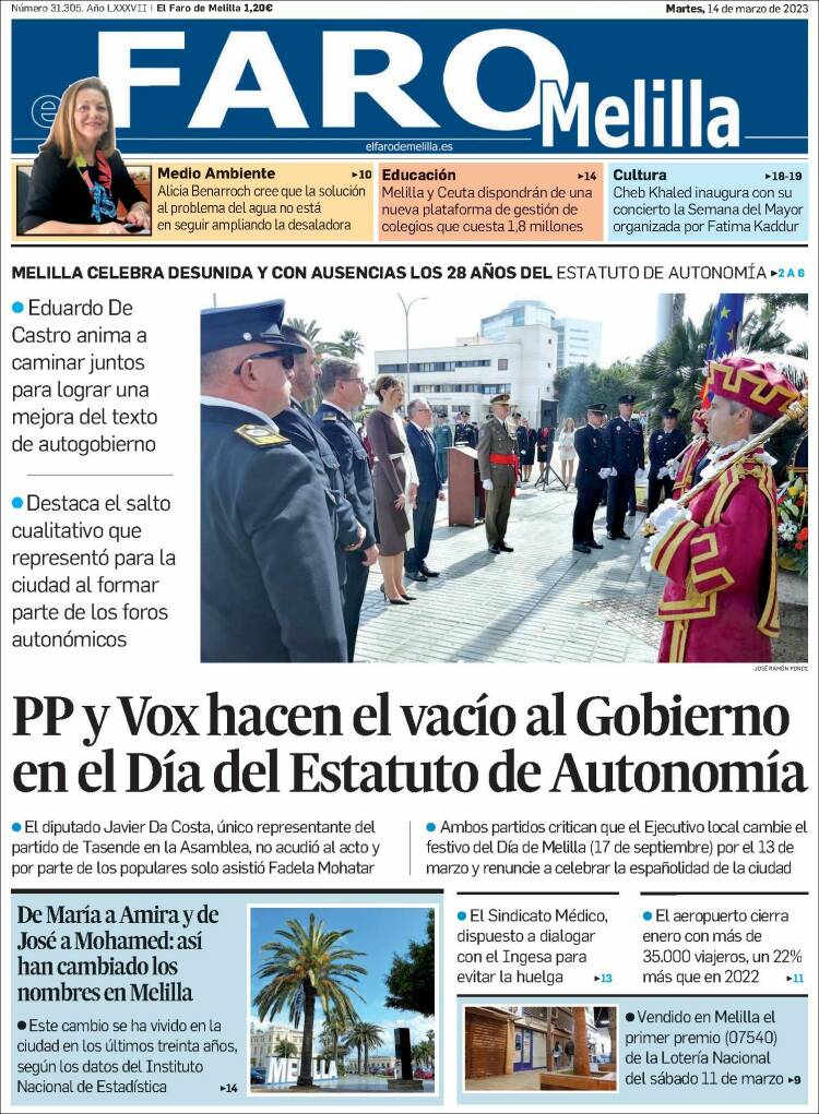 Portada de El Faro de Melilla (Espa&ntilde;a)