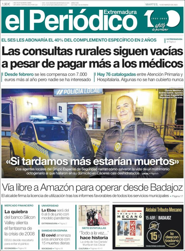 Portada de El Periódico de Extremadura (Espa&ntilde;a)