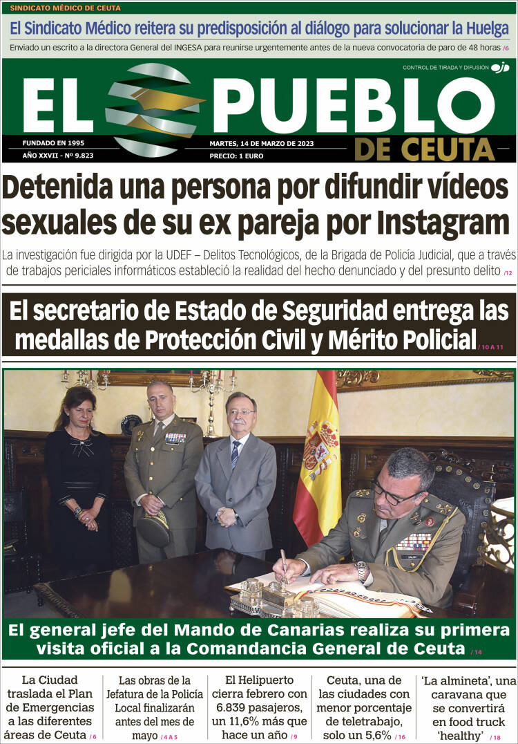 Portada de El Pueblo de Ceuta (Espa&ntilde;a)