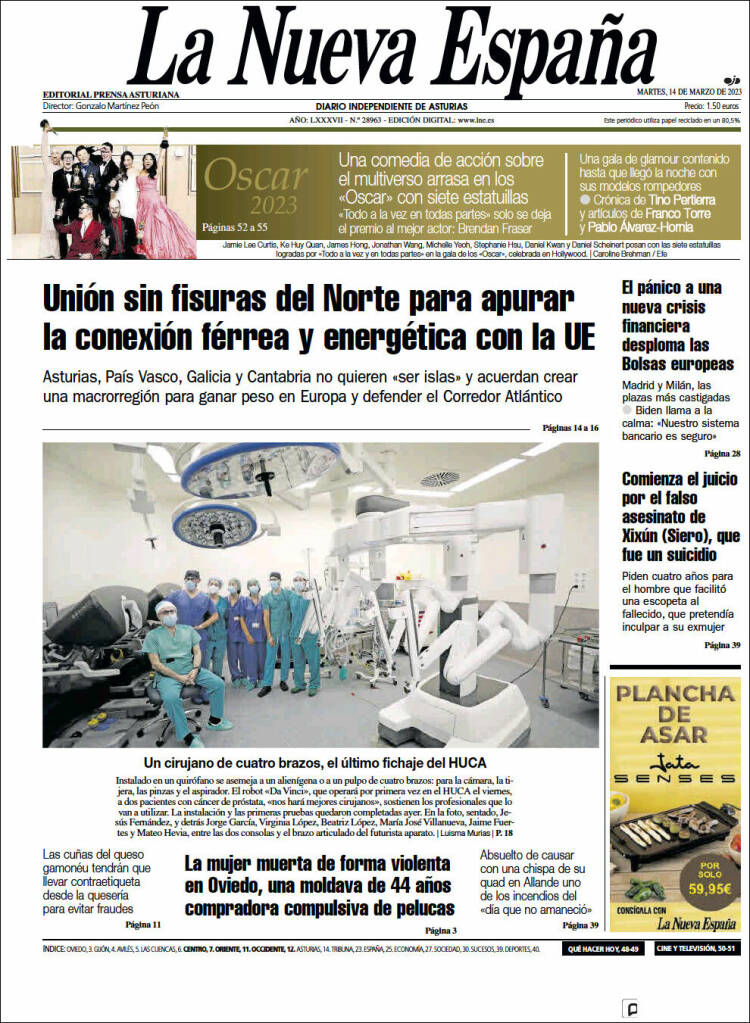 Portada de La Nueva España (Espa&ntilde;a)