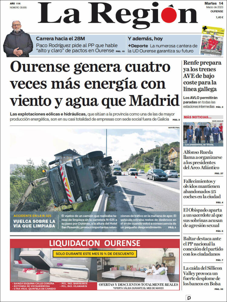 Portada de La Región de Ourense (Espa&ntilde;a)
