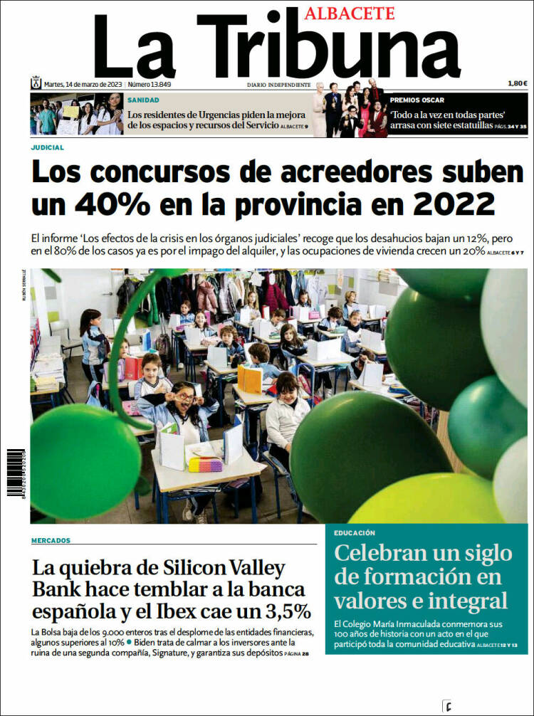 Portada de La Tribuna de Albacete (Espa&ntilde;a)