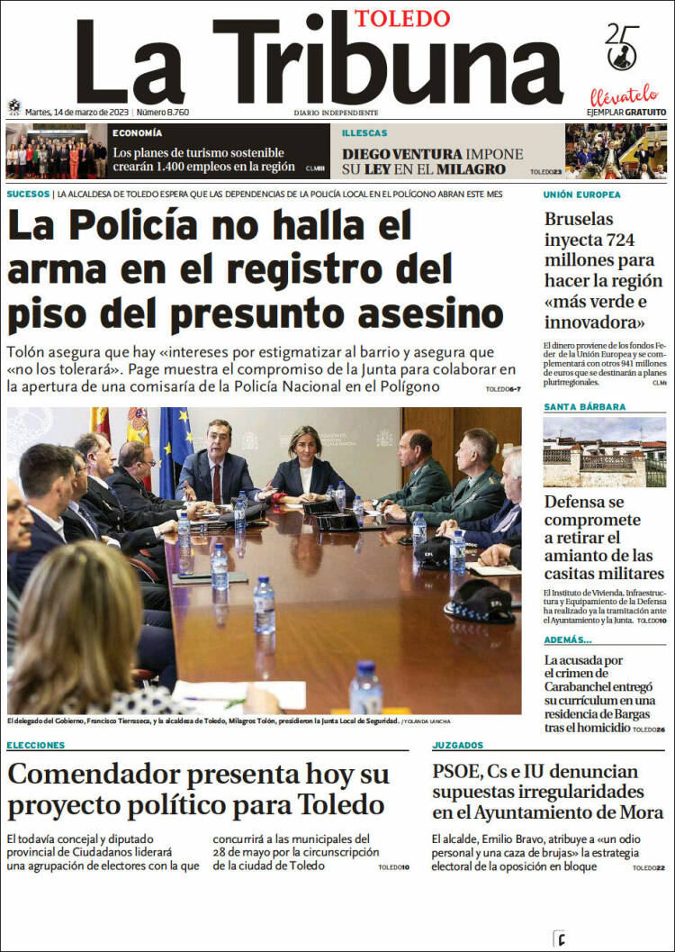 Portada de La Tribuna de Toledo (Espa&ntilde;a)