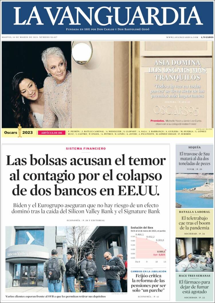 Portada de La Vanguardia (Espa&ntilde;a)