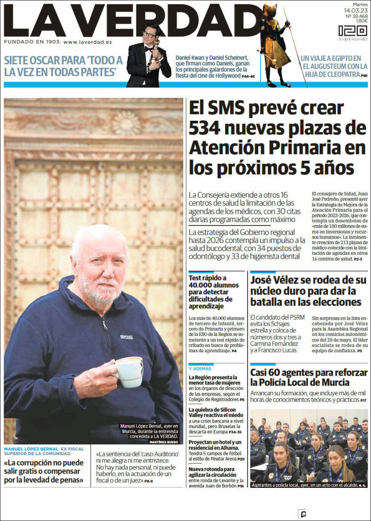 Portada de La Verdad de Murcia (Espa&ntilde;a)