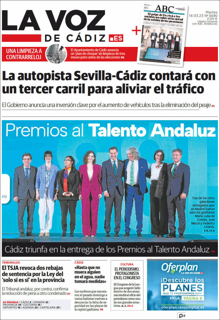 Portada de La Voz de Cádiz (Espa&ntilde;a)