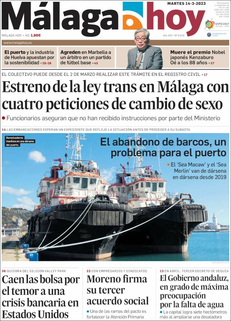 Portada de Málaga Hoy (Espa&ntilde;a)