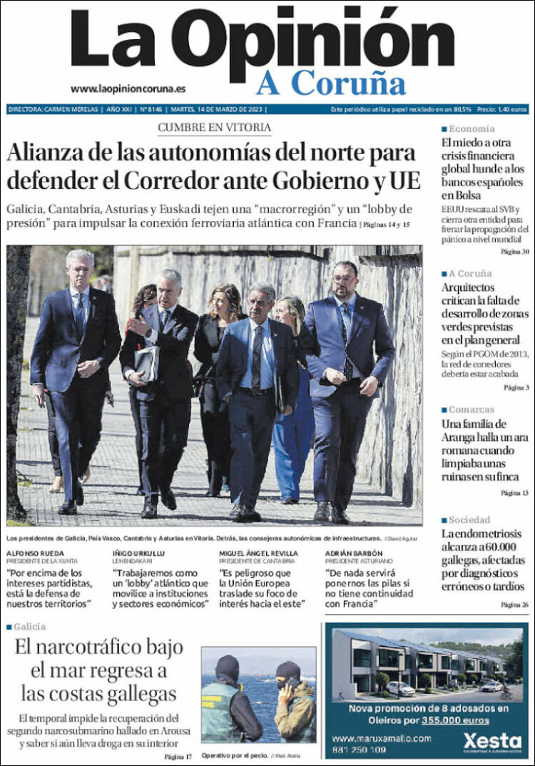 Portada de La Opinión de A Coruña (Espa&ntilde;a)