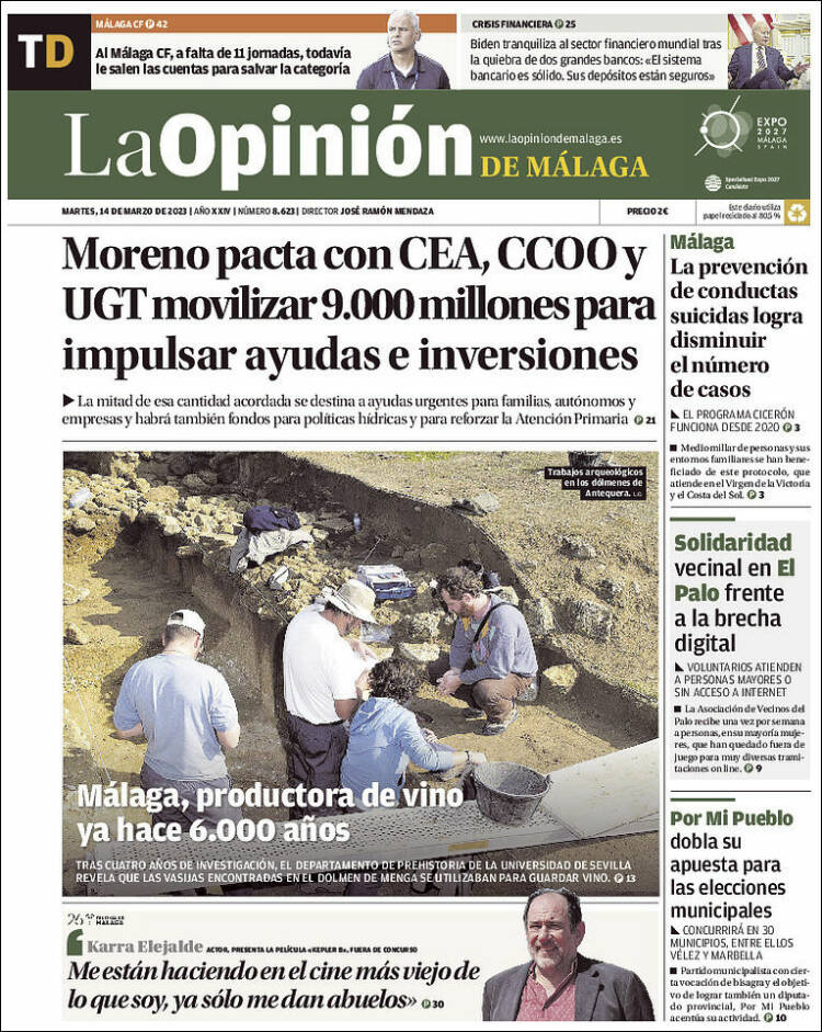 Portada de La Opinión de Málaga (Espa&ntilde;a)