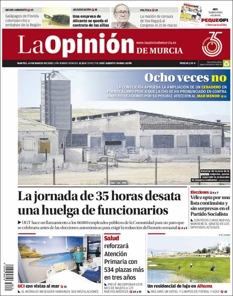 Portada de La Opinión de Murcia (Espa&ntilde;a)