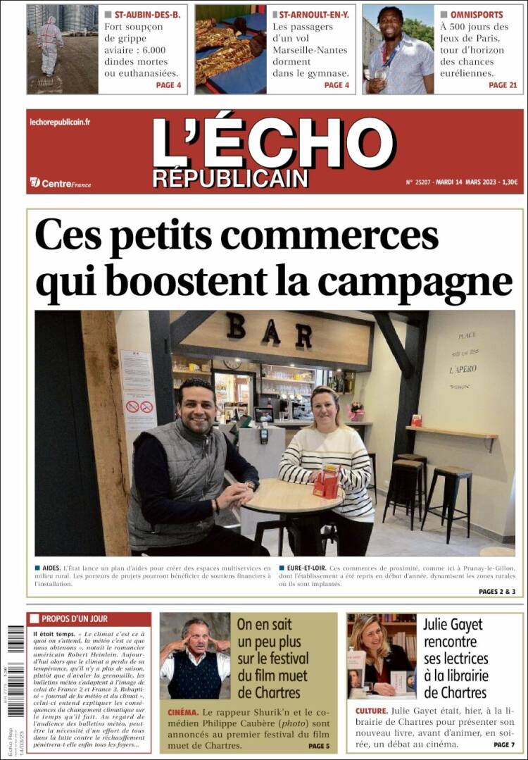 Portada de L'Echo Républicain (Francia)