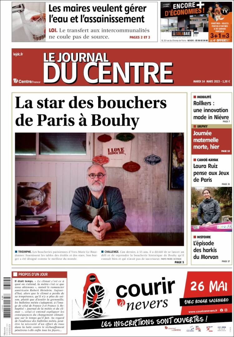 Portada de Le Journal du Centre (Francia)