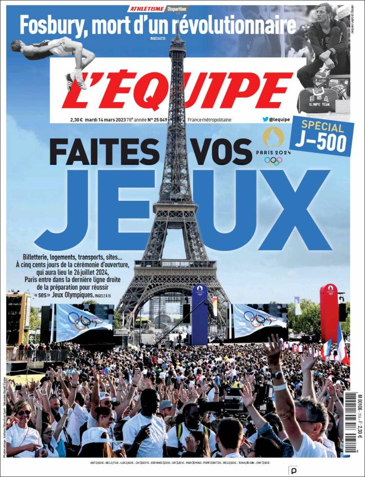 Portada de L'Equipe (Francia)