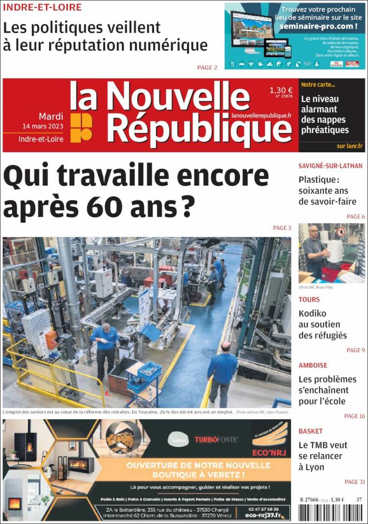 Portada de La Nouvelle Republique (Francia)