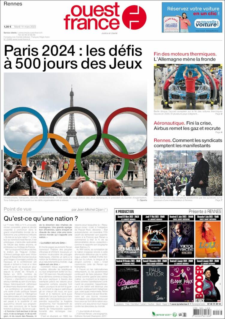 Portada de Ouest France (Francia)