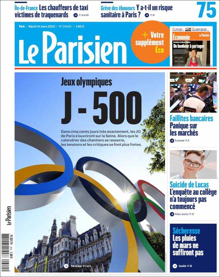 Portada de Le Parisien (Francia)