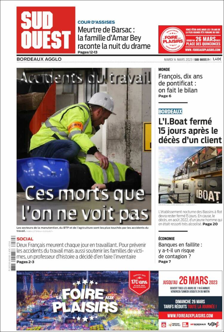 Portada de Sud Ouest (Francia)