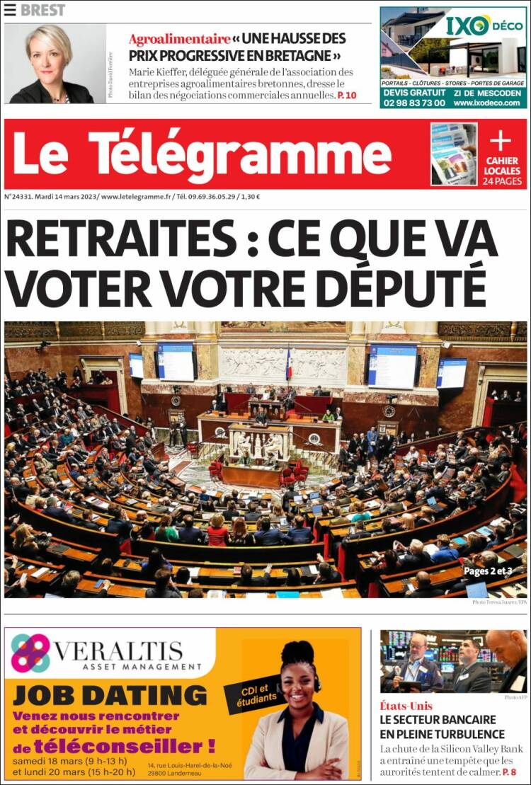 Portada de Télégramme (Francia)