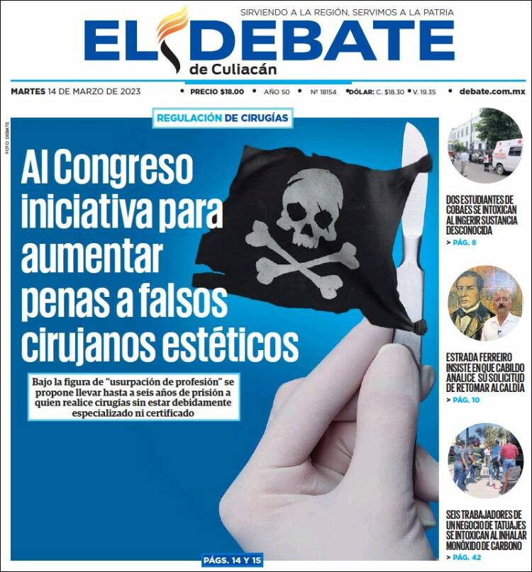 Portada de El Debate de Culiacán (M&eacute;xico)