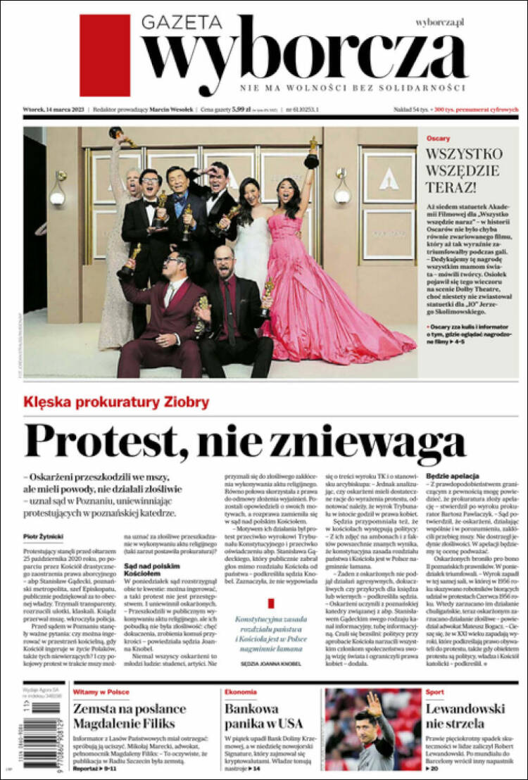 Portada de Gazeta Wyborcza (Polonia)