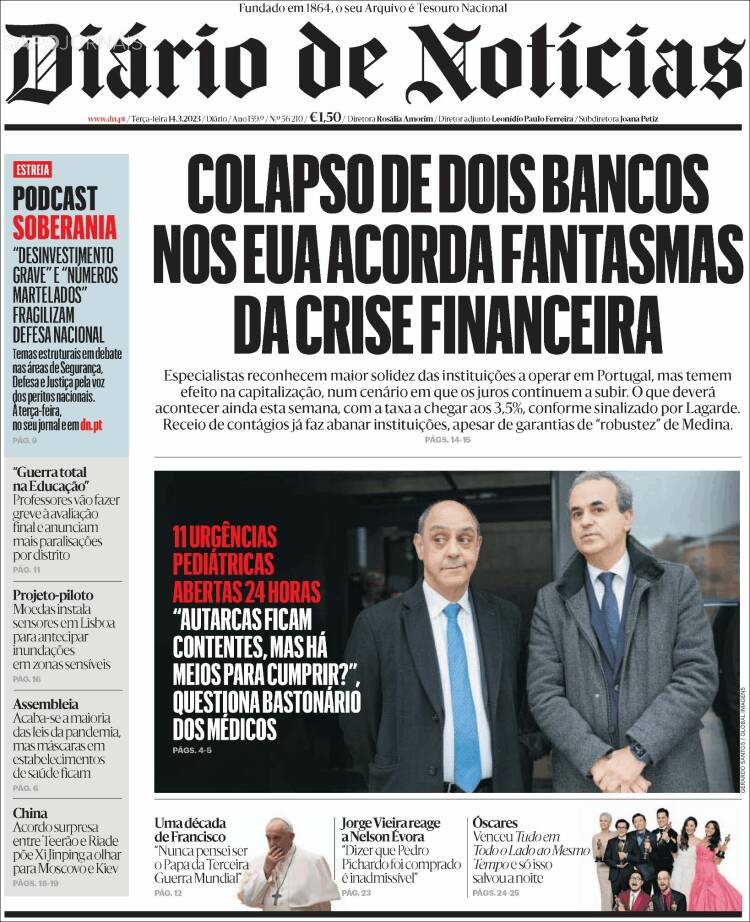 Portada de Diário de Noticias (Portugal)