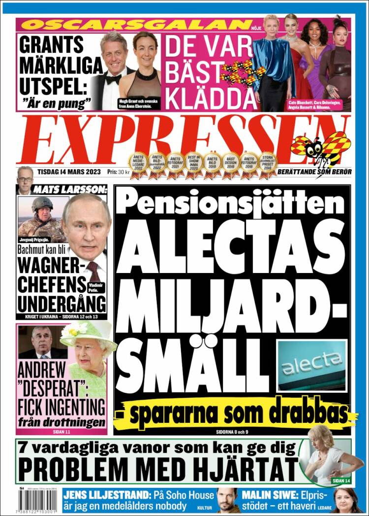 Portada de Expressen (Suecia)