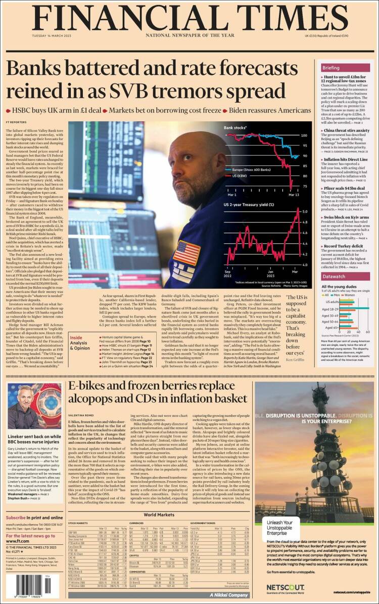 Portada de Financial Times (Reino Unido)