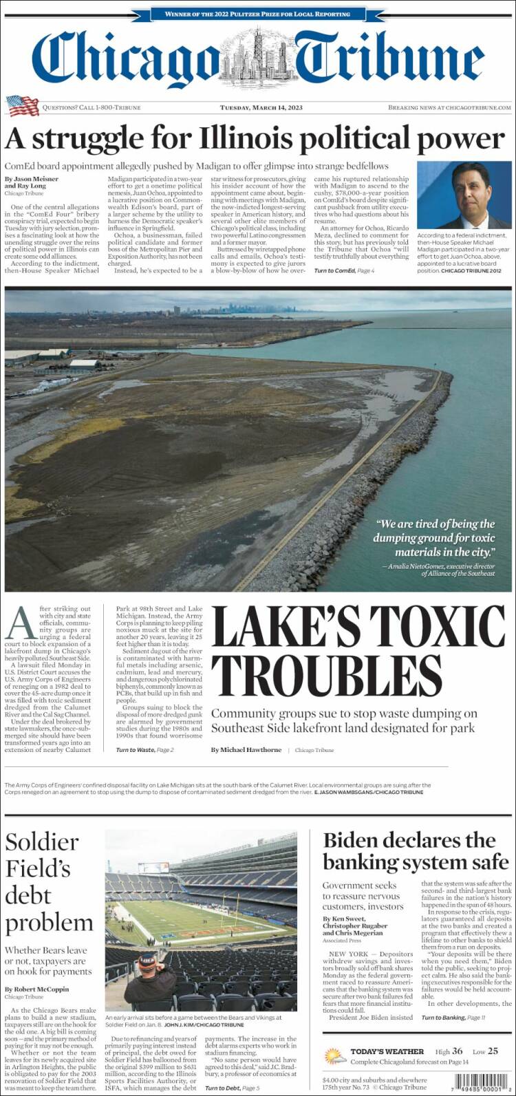 Portada de Chicago Tribune (USA)