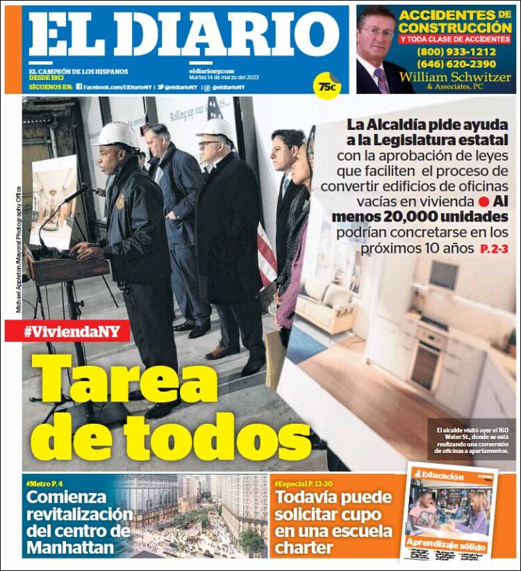 Portada de El Diario NY (USA)