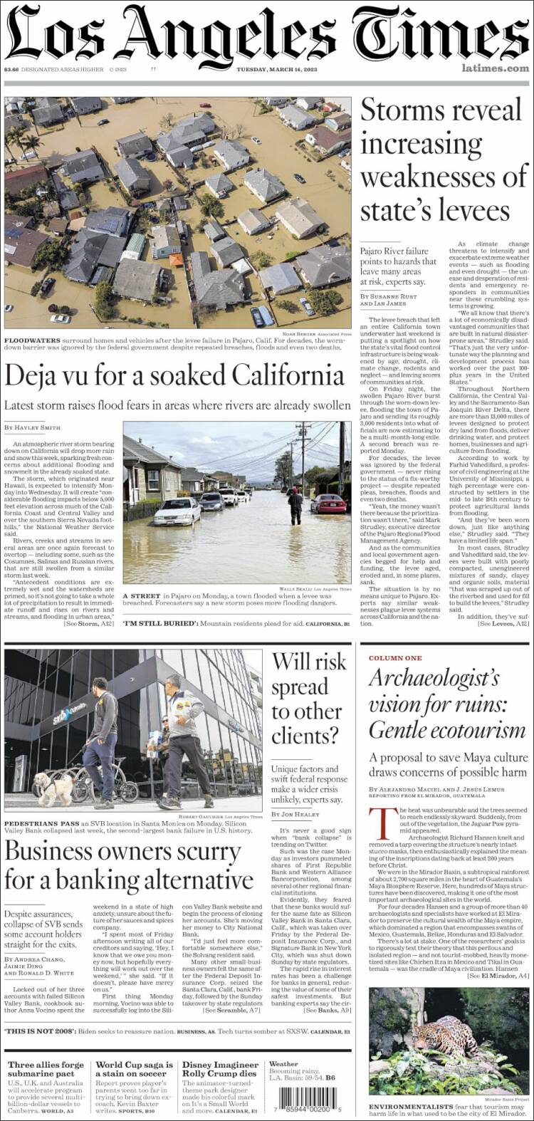 Portada de Los Angeles Times (USA)